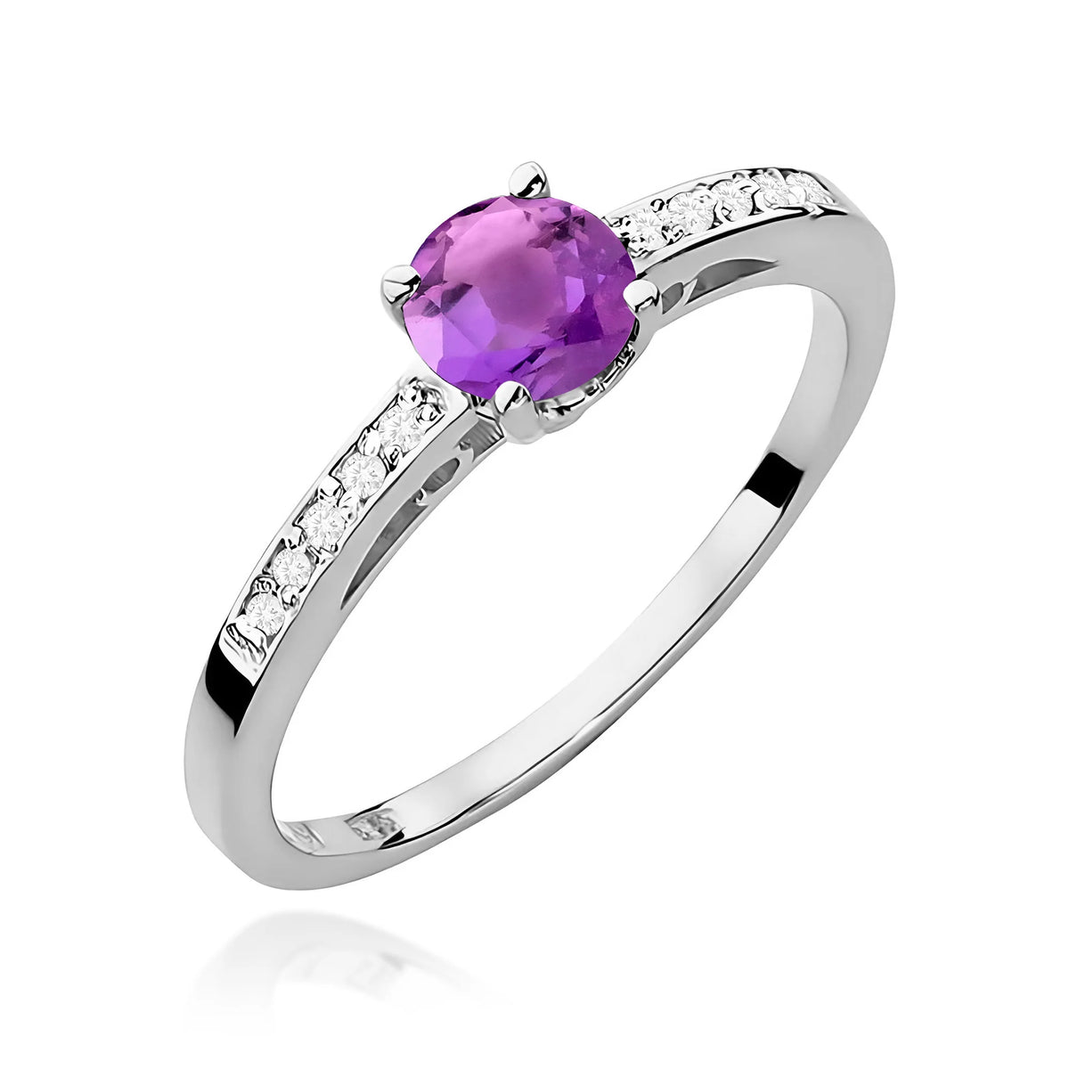 Bague en or blanc avec 0,50 ct d'améthyste et 0,05 ct de diamants