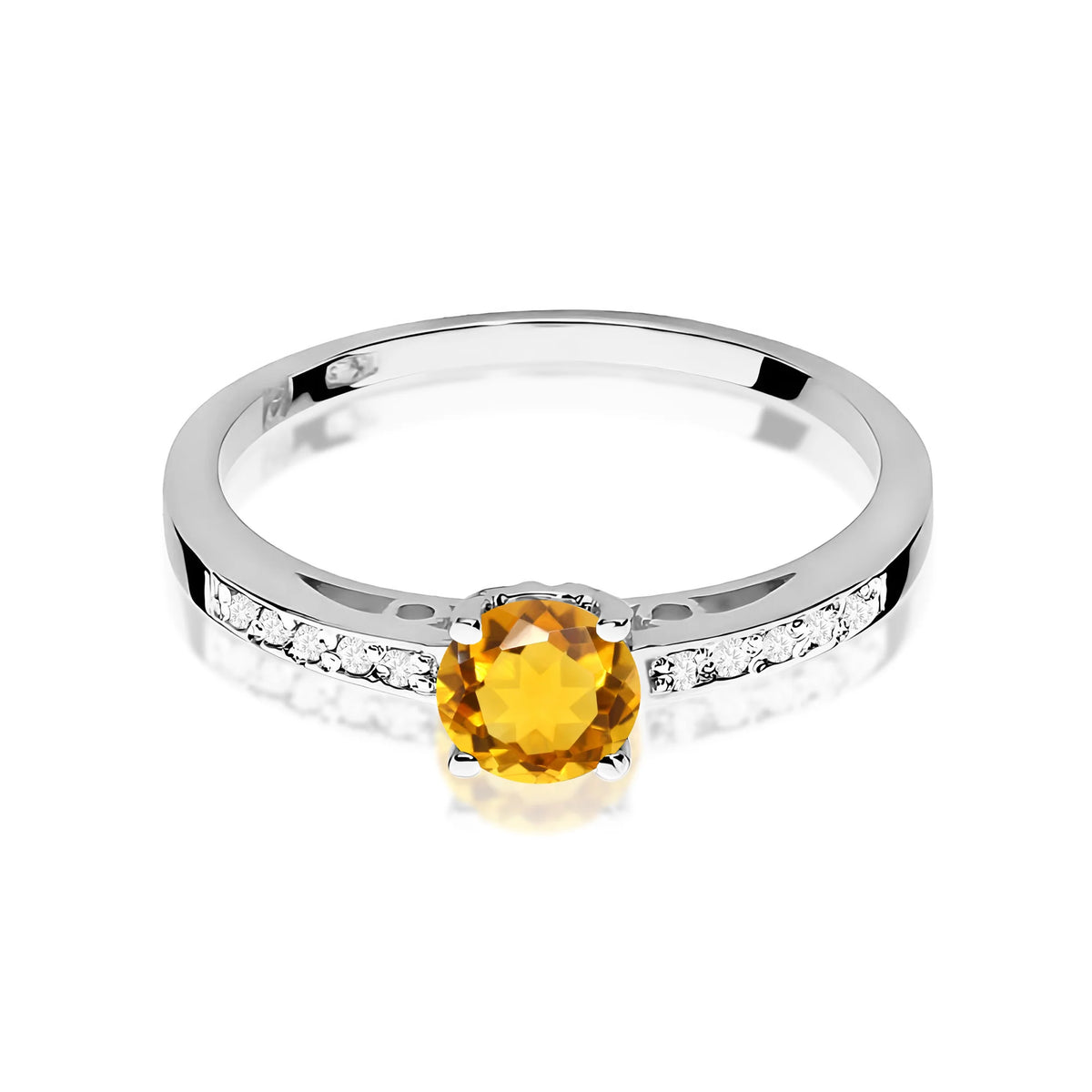 Gold Ring with 0.50ct Citrin and 0.05ct Diamonds