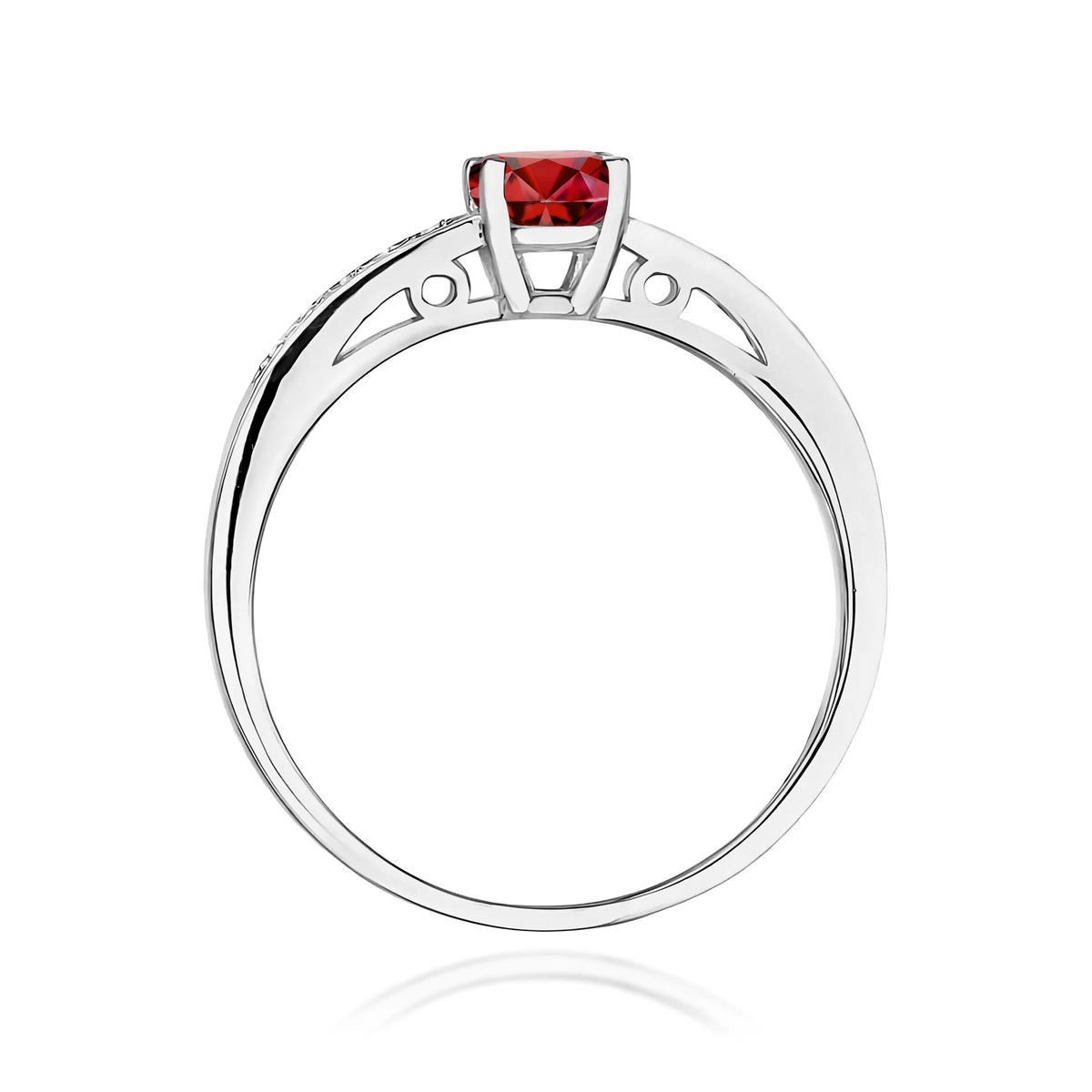 Prsten z bílého zlata s 0,60ct granátem a 0,05ct diamanty