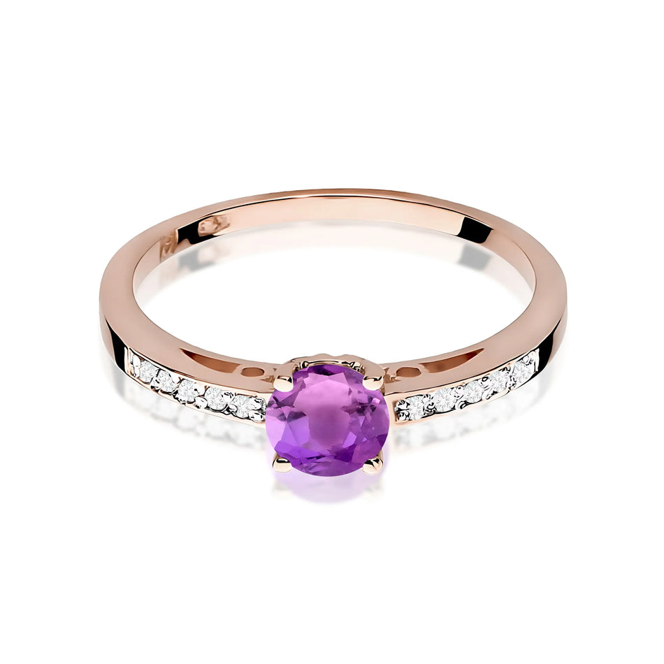 Goldring mit 0,50 ct Amethyst und 0,05 ct Diamanten