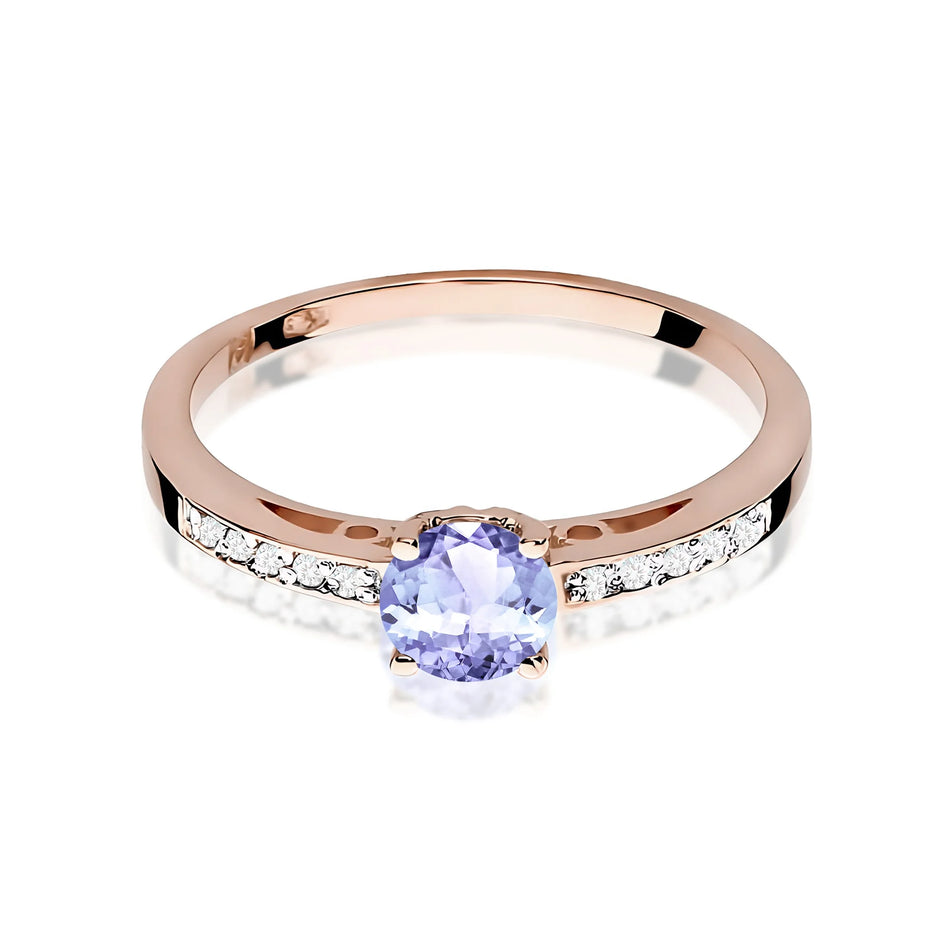 Goldring mit 0,50 ct Tansanit und 0,05 ct Diamanten