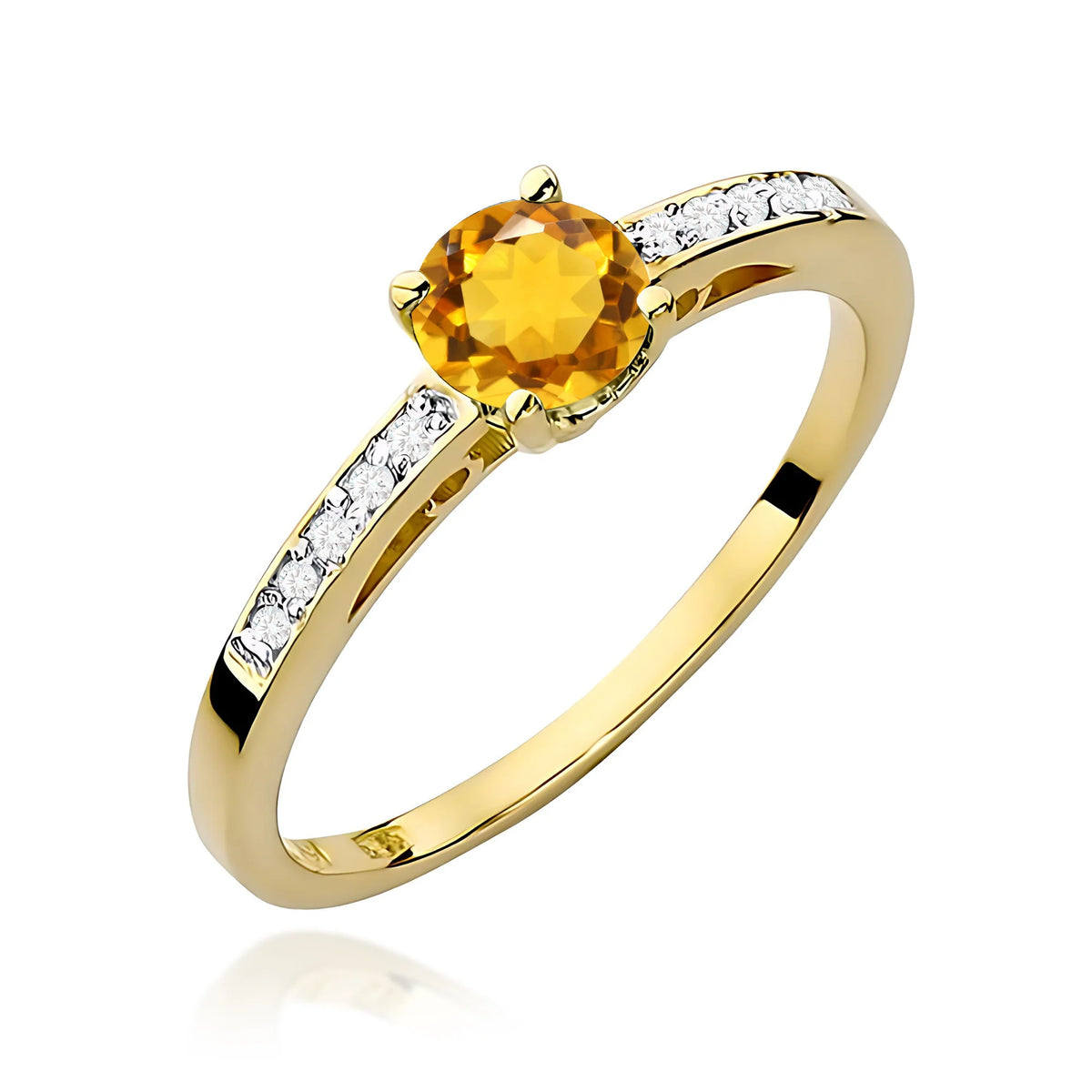 Gold Ring with 0.50ct Citrin and 0.05ct Diamonds