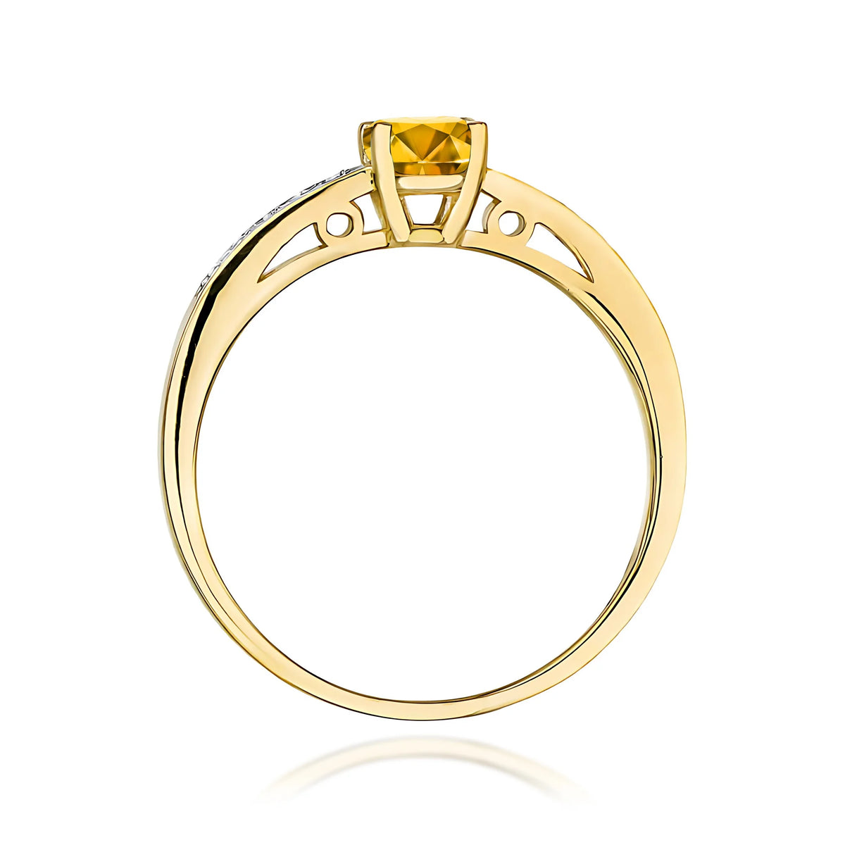 Gold Ring with 0.50ct Citrin and 0.05ct Diamonds