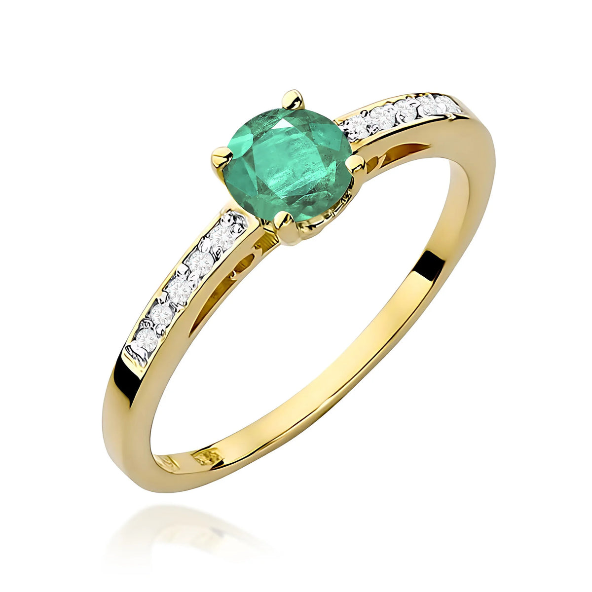 Gold Ring with 0.50ct Emerald and 0.05ct Diamonds