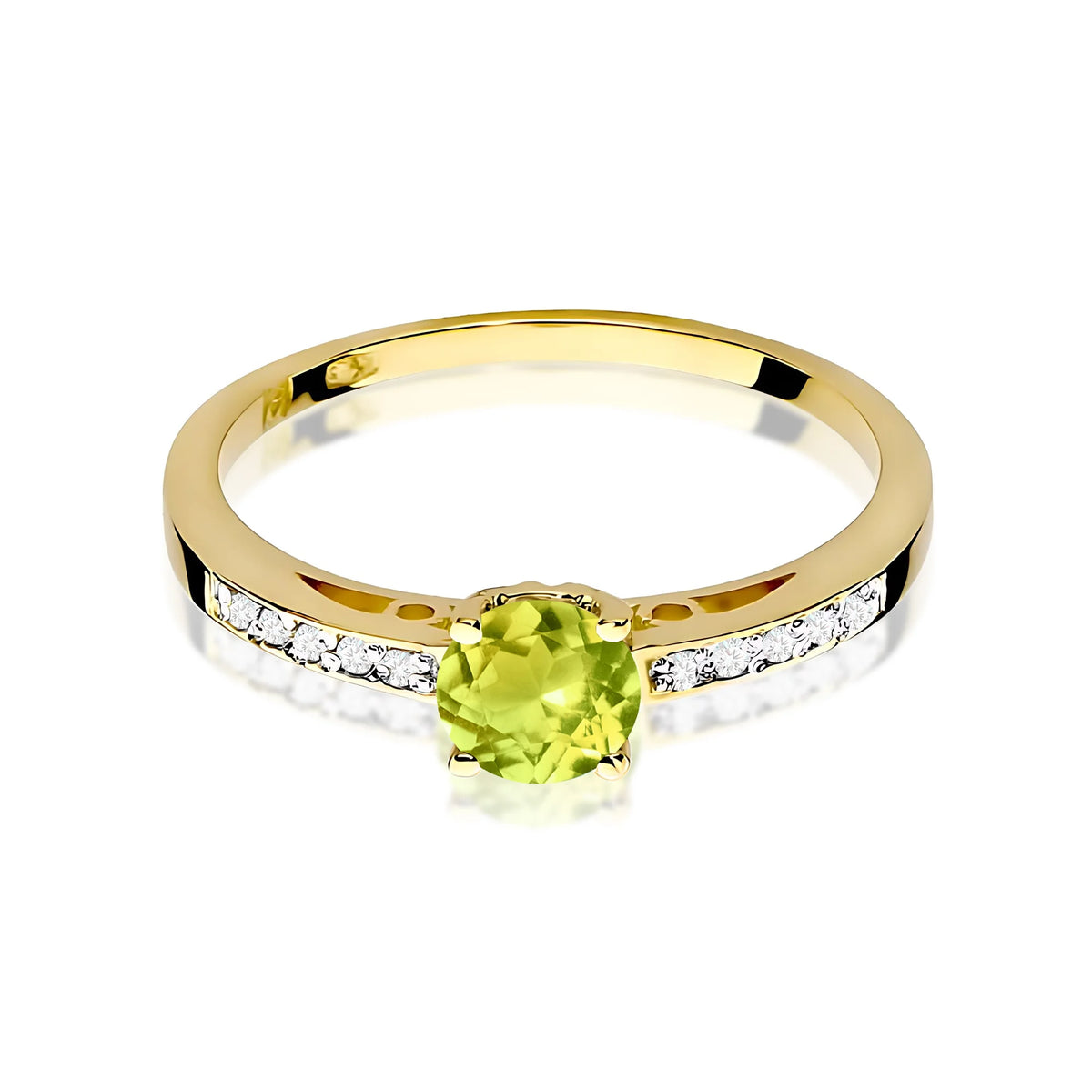 Gold Ring with 0.60ct Olivine and 0.05ct Diamonds