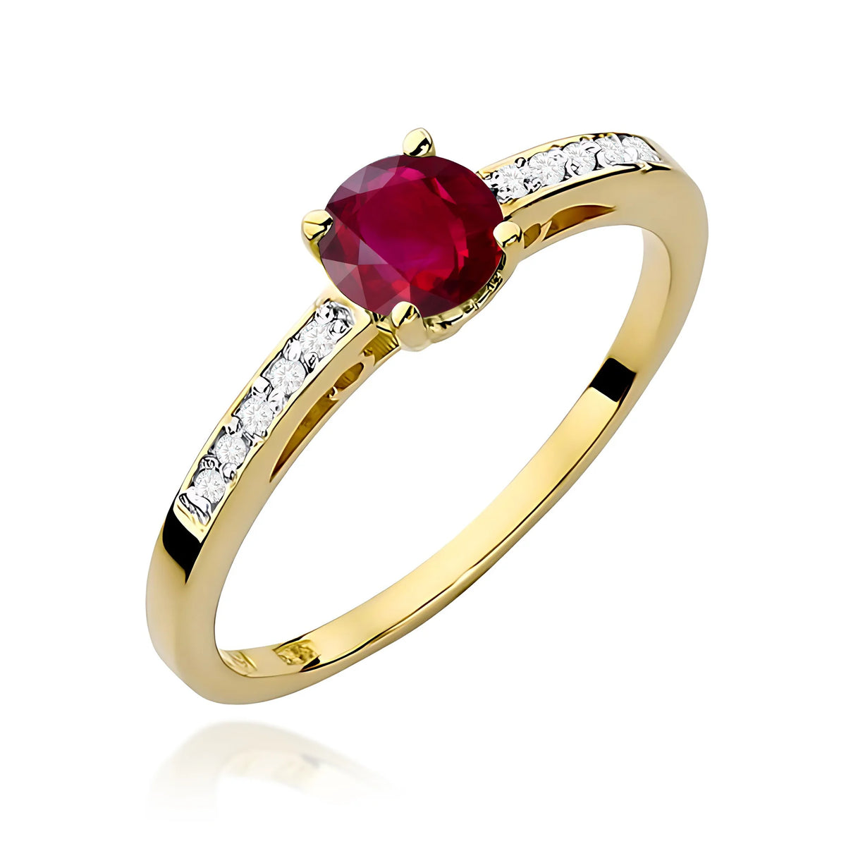 Gold Ring with 0.60ct Ruby and 0.05ct Diamonds