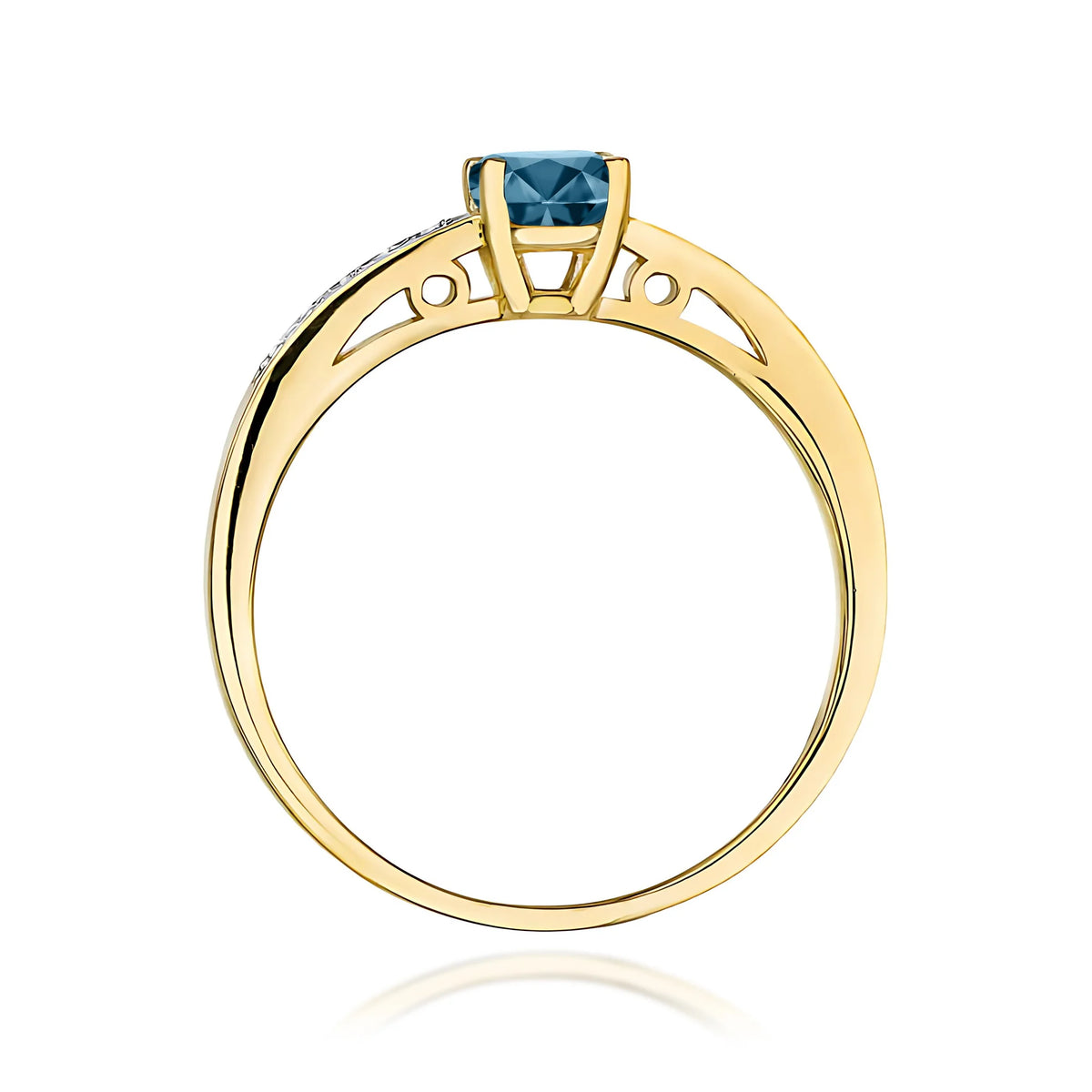 Gold Ring with 0.50ct Topaz London Blue and 0.05ct Diamonds