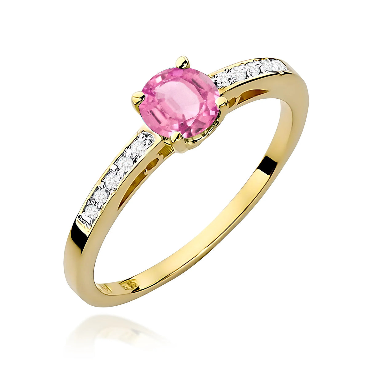 Bague en or avec topaze rose de 0,60 ct et diamants de 0,05 ct