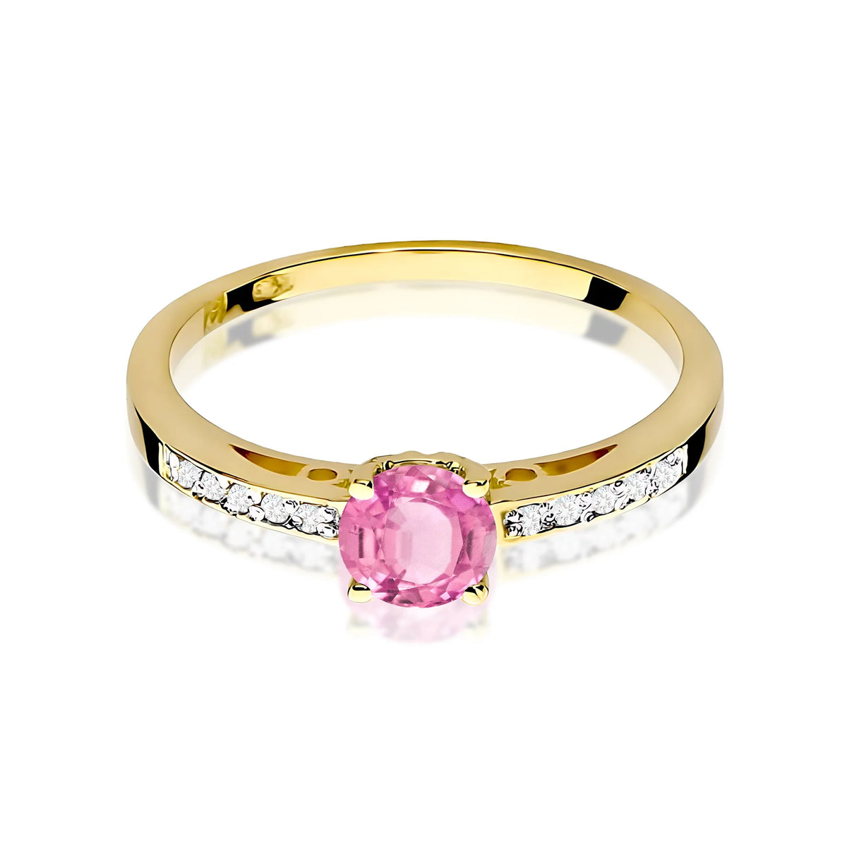 Bague en or avec topaze rose de 0,60 ct et diamants de 0,05 ct