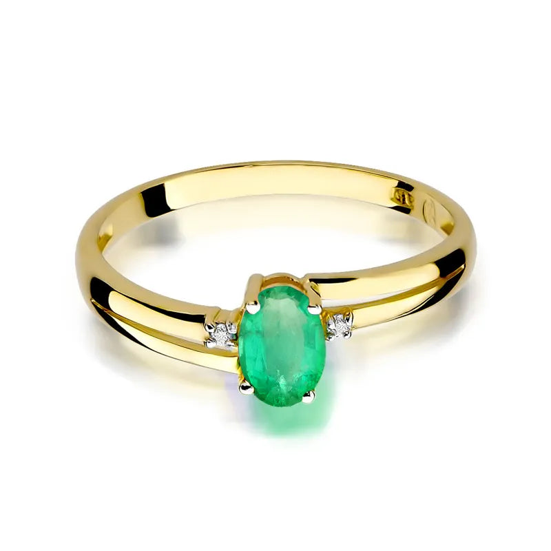 zlatý prsteň s 0,40 ct smaragdom a 0,029 ct diamantmi w0068-emg-01