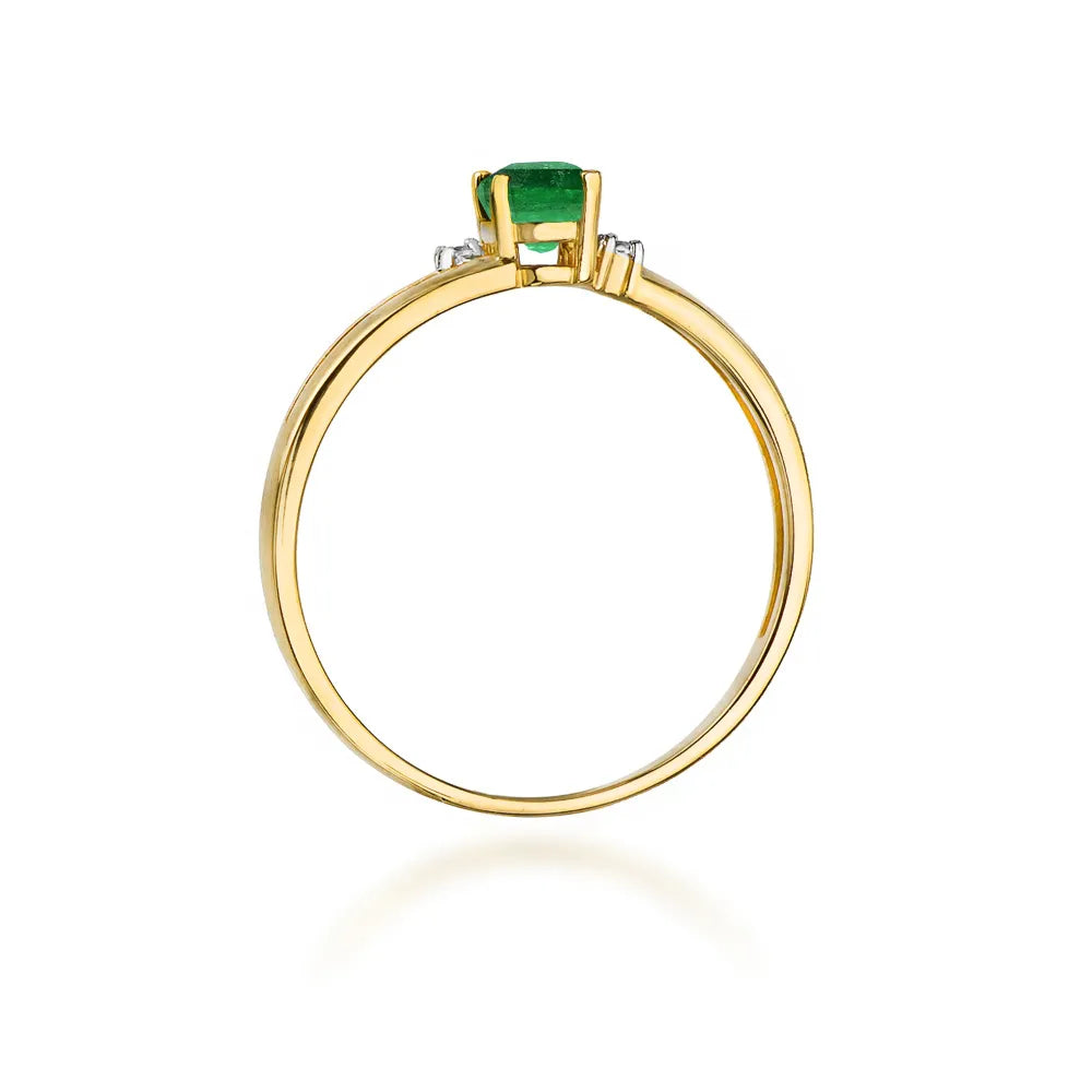 zlatý prsteň s 0,40 ct smaragdom a 0,029 ct diamantmi w0068-emg-01