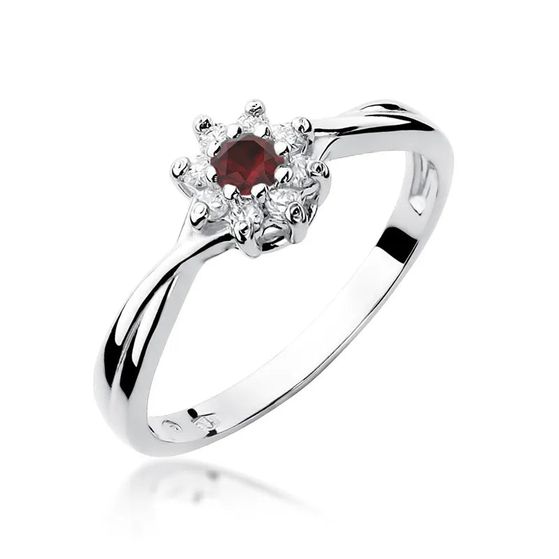 zlatý prsteň s 0,15 ct rubínom a diamantmi w0072-rur-01