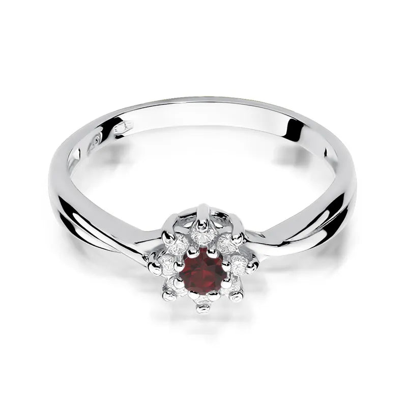 zlatý prsteň s 0,15 ct rubínom a diamantmi w0072-rur-01