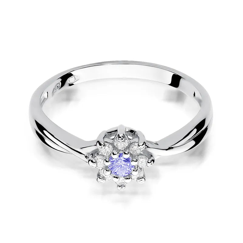 zlatý prsteň s 0,15 ct tanzanitom a diamantmi w0072-tap-01