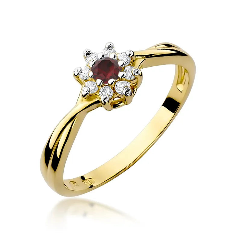 zlatý prsten s 0,15ct rubínem a diamanty w0072-rur-01