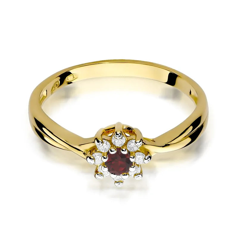 zlatý prsten s 0,15ct rubínem a diamanty w0072-rur-01
