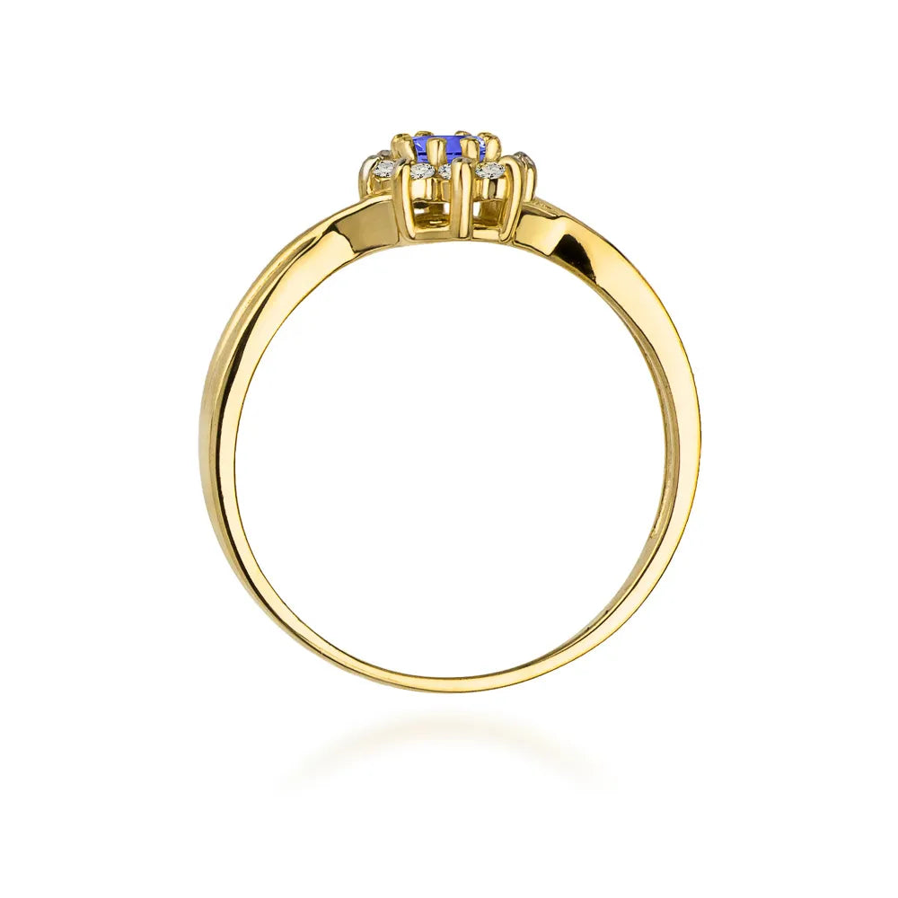 zlatý prsten s 0,15ct tanzanitem a diamanty w0072-tap-01