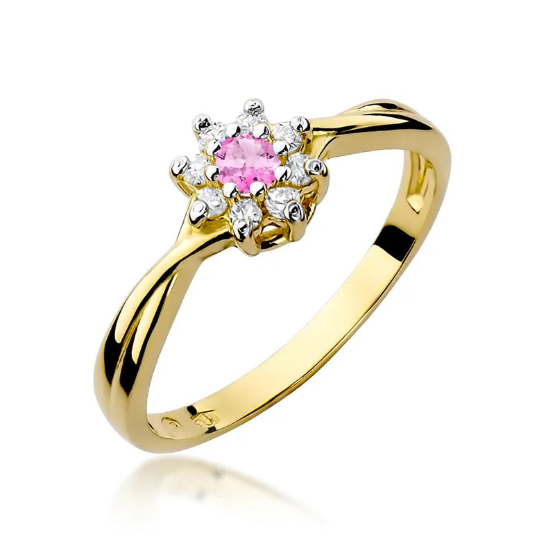 zlatý prsten s 0,13ct růžovým topazem a 0,116ct diamanty w0072-top-01