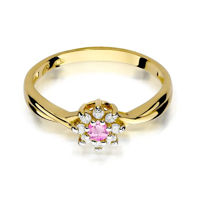 zlatý prsten s 0,13ct růžovým topazem a 0,116ct diamanty w0072-top-01