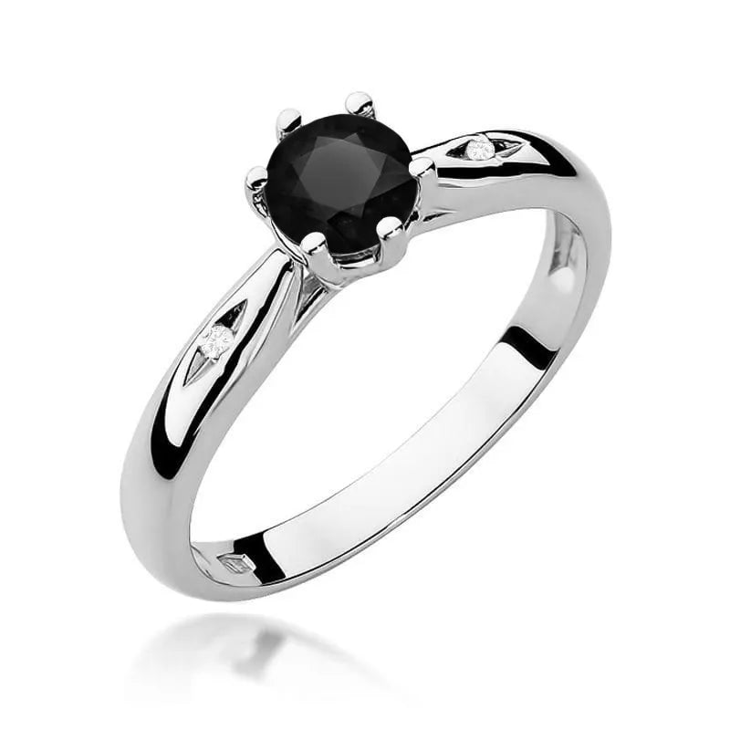 zlatý prsteň s 0,50 ct čiernym diamantom a 0,01 ct diamantmi w0074-dib-01