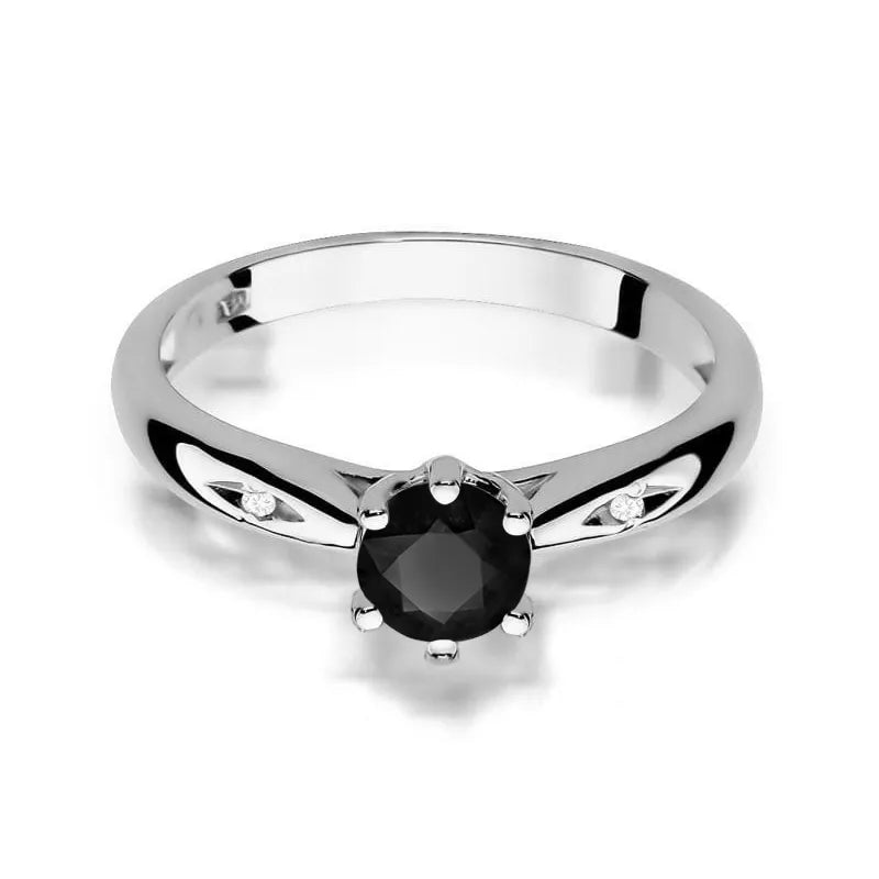 zlatý prsteň s 0,50 ct čiernym diamantom a 0,01 ct diamantmi w0074-dib-01