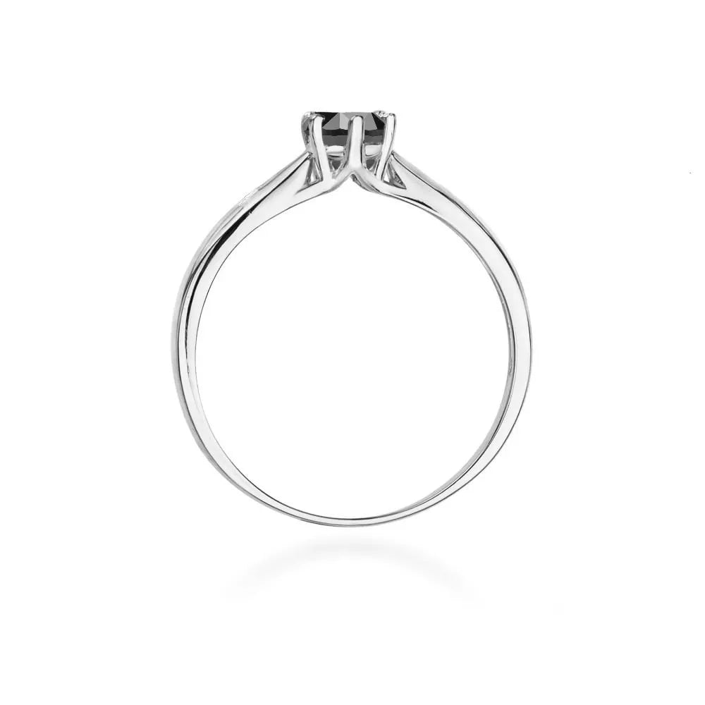zlatý prsteň s 0,50 ct čiernym diamantom a 0,01 ct diamantmi w0074-dib-01