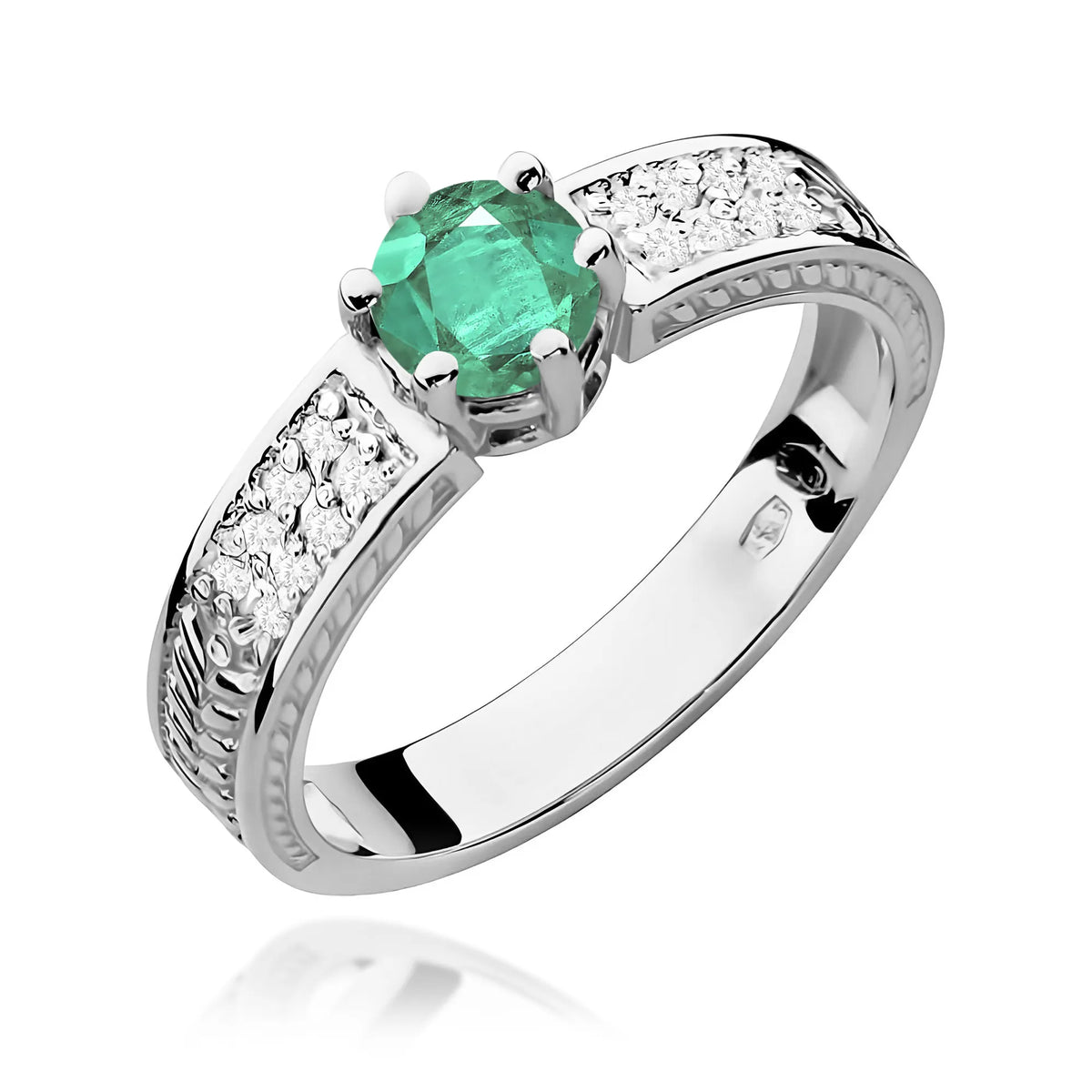 zlatý prsteň s 0,50 ct smaragdom a diamantmi w0075-emg-01