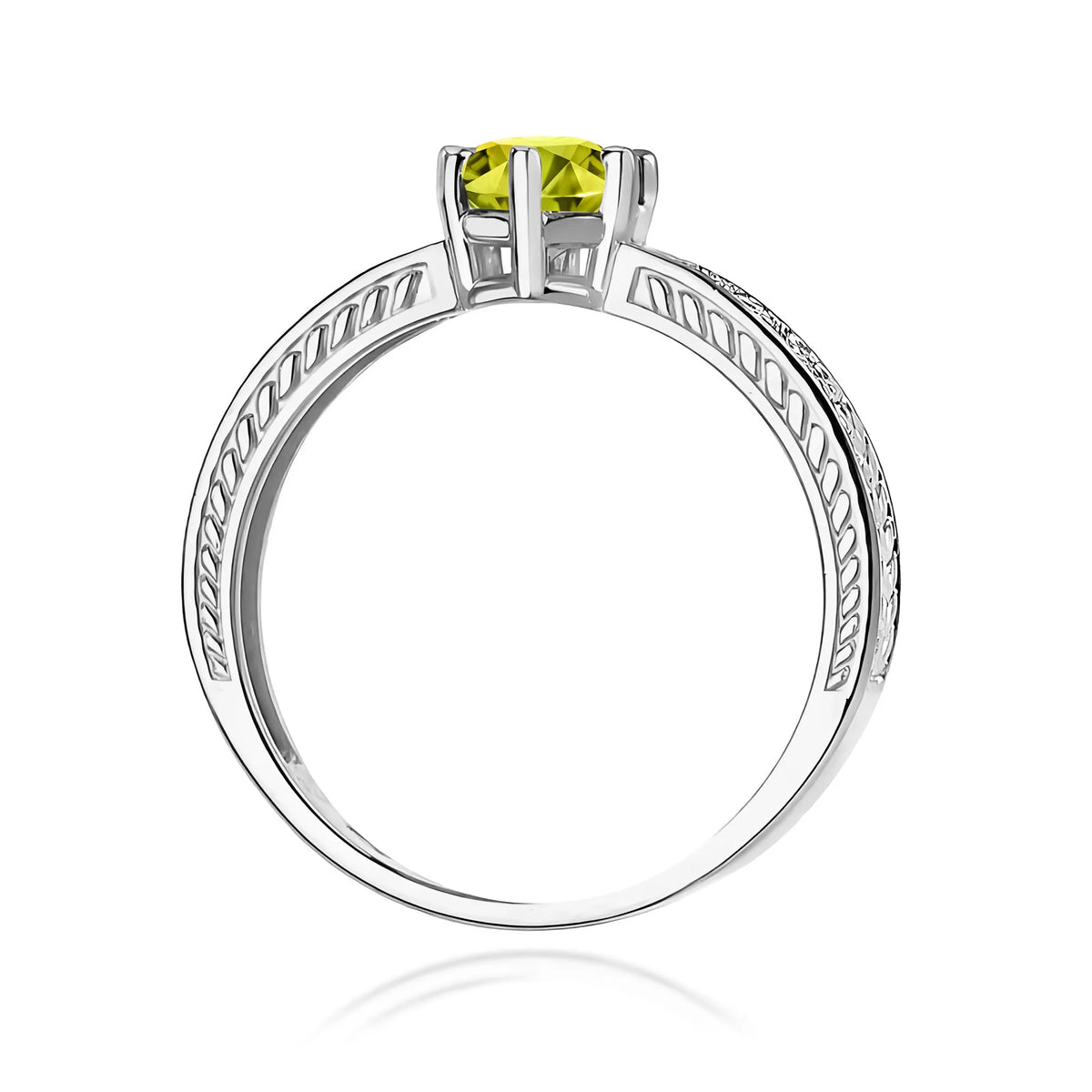 zlatý prsteň s 0,60 ct olivínom a 0,08 ct diamantmi w0075-peg-01