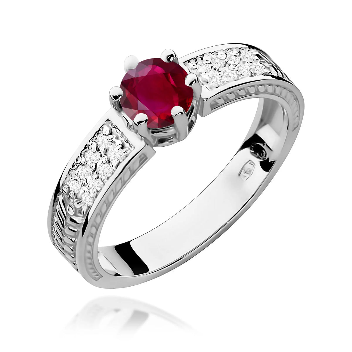 zlatý prsten s 0,60ct rubínem a diamanty w0075-rur-01