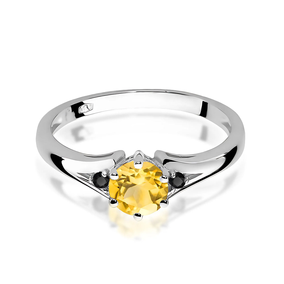 zlatý prsteň s 0,50 ct citrínom a čiernymi diamantmi w0076-ciy-02