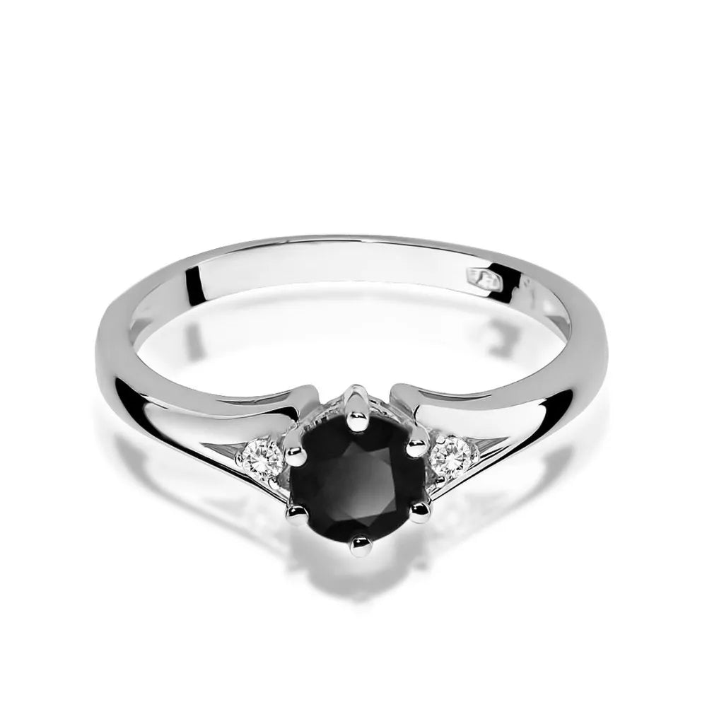 zlatý prsten s 0,50ct černým diamantem a diamanty w0076-dib-01