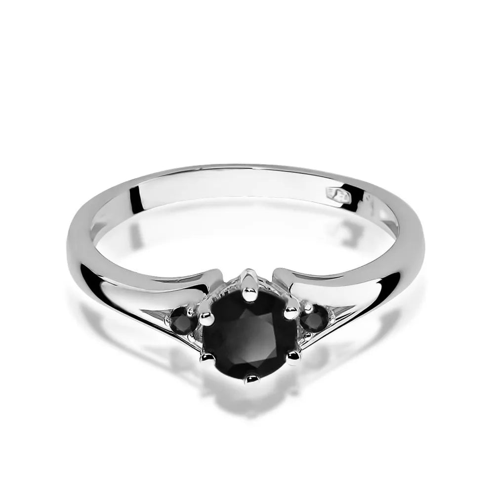 zlatý prsten s 0,50ct černým diamantem a černými diamanty w0076-dib-02
