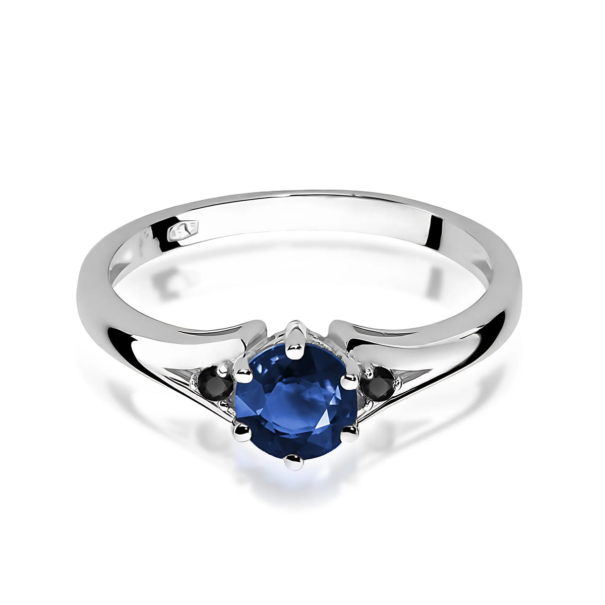 zlatý prsten s 0,50ct safírem a černými diamanty w0076-sab-02