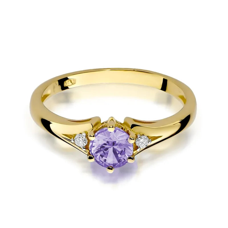 zlatý prsteň s 0,50 ct ametystom a diamantmi w0076-amv-01