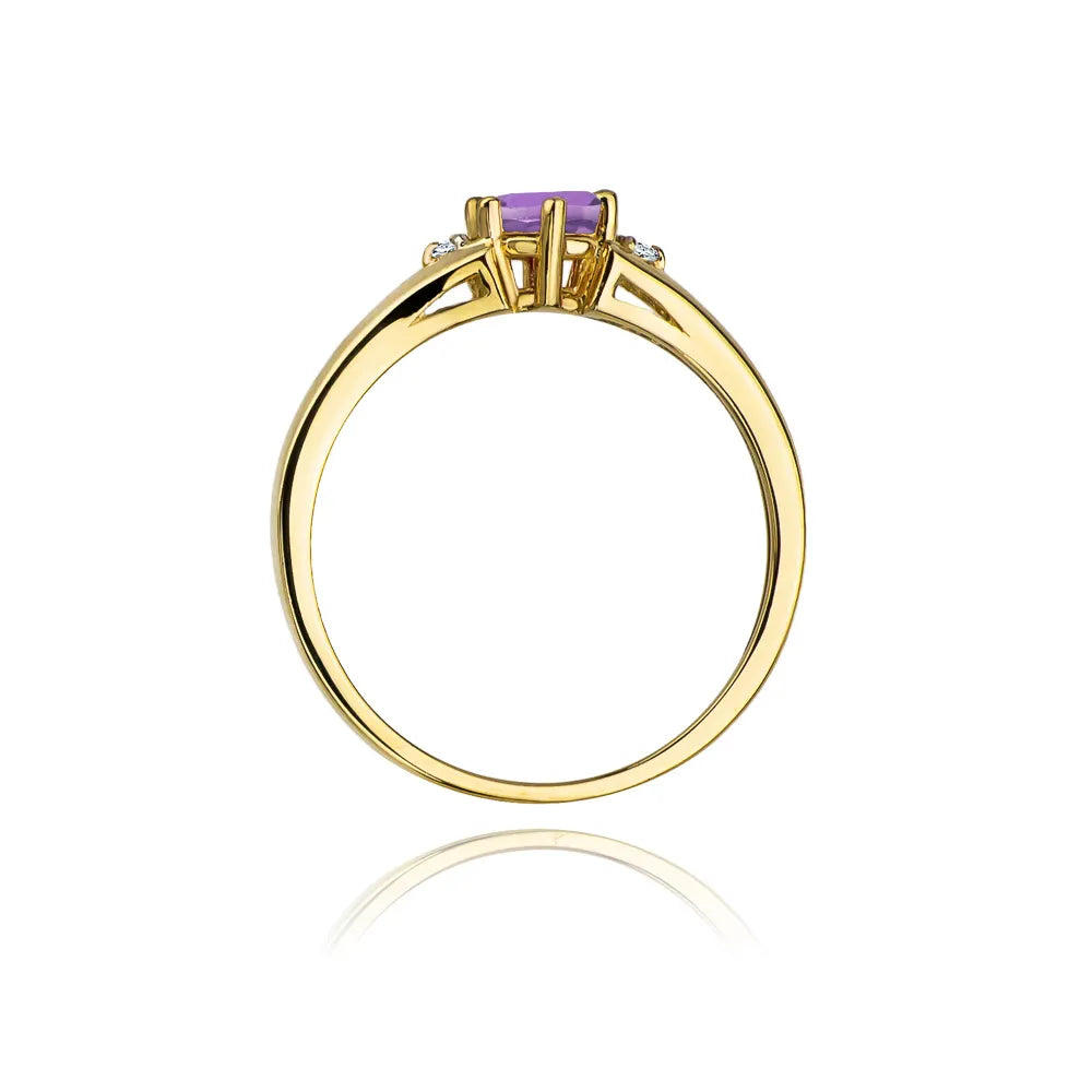 zlatý prsteň s 0,50 ct ametystom a diamantmi w0076-amv-01