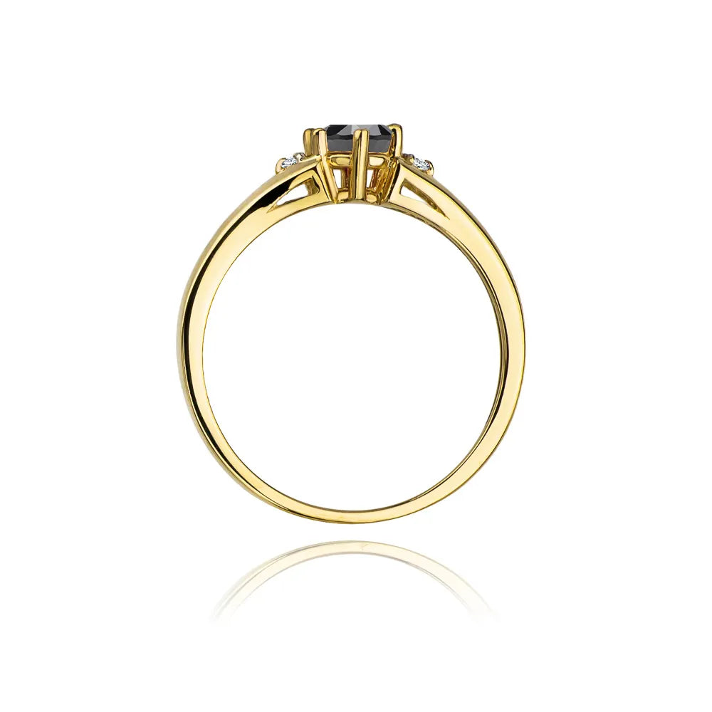 zlatý prsteň s 0,50 ct čiernym diamantom a diamantmi w0076-dib-01