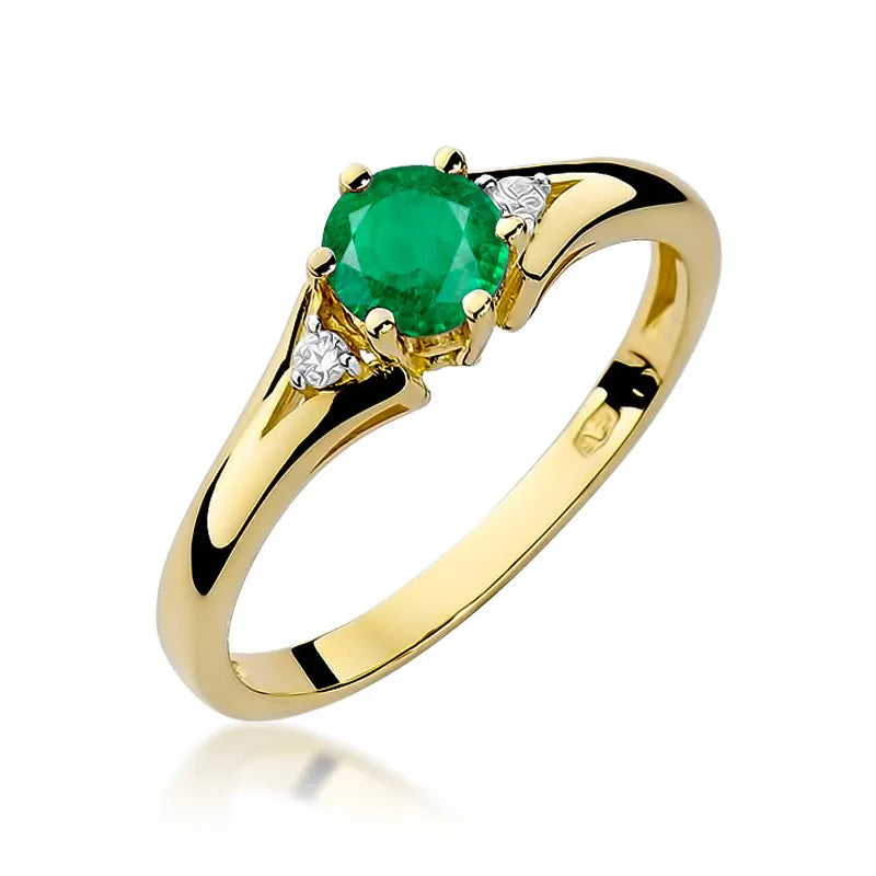 zlatý prsteň s 0,50 ct smaragdom a diamantmi w0076-emg-01