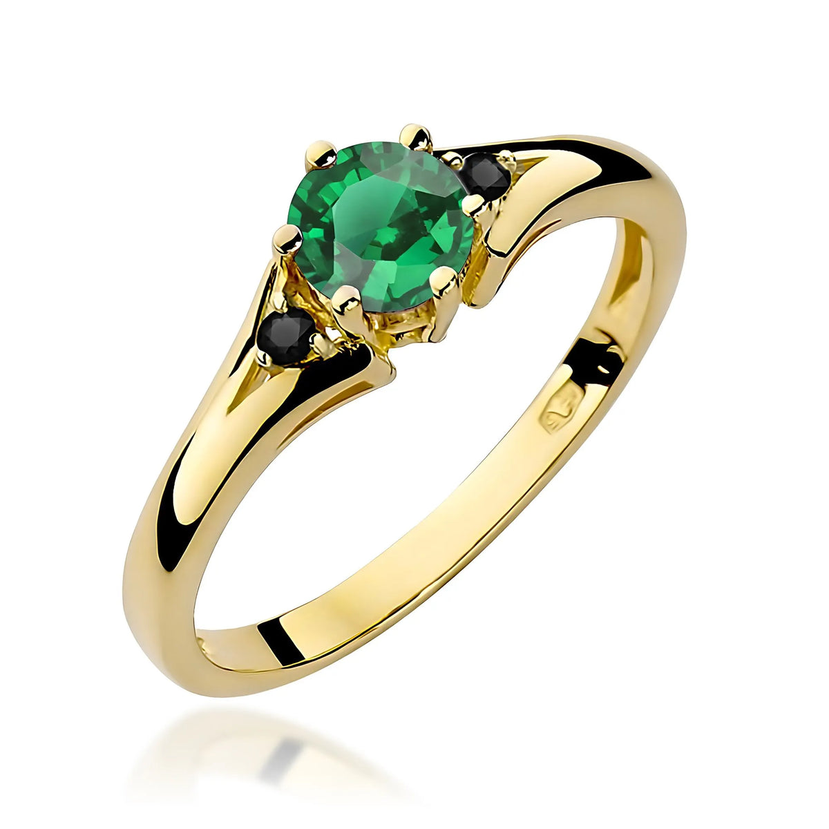 zlatý prsteň s 0,50 ct smaragdom a čiernymi diamantmi w0076-emg-02