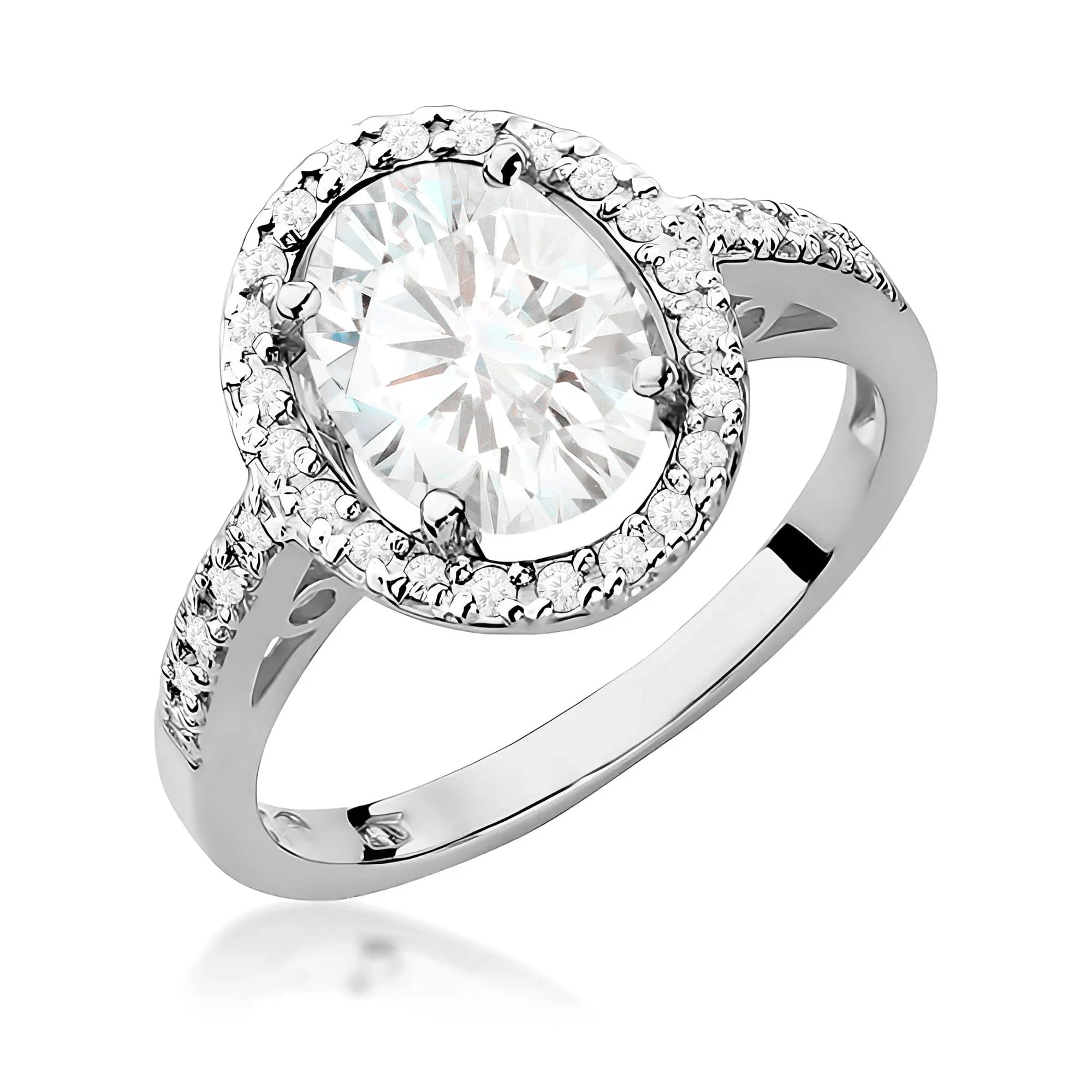 Bague de fiançailles en diamant Lab-grown en or blanc 585