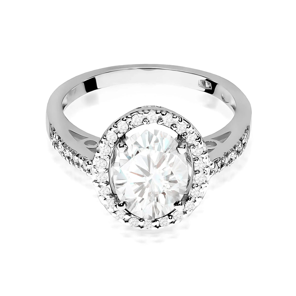 Bague de fiançailles en diamant Lab-grown en or blanc 585