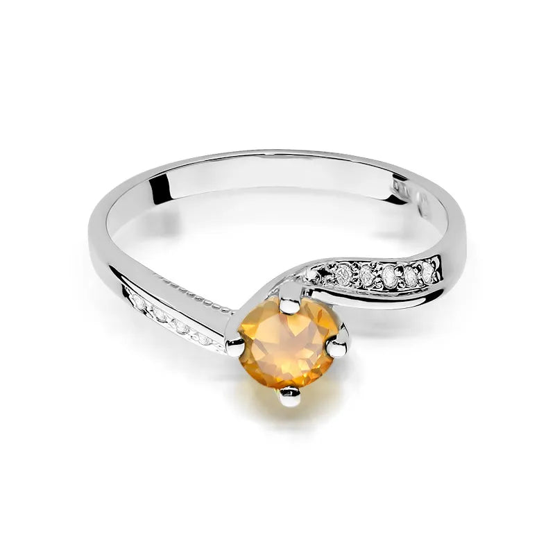 zlatý prsteň s 0,50 ct citrínom a 0,05 ct diamantmi w0084-ciy-01