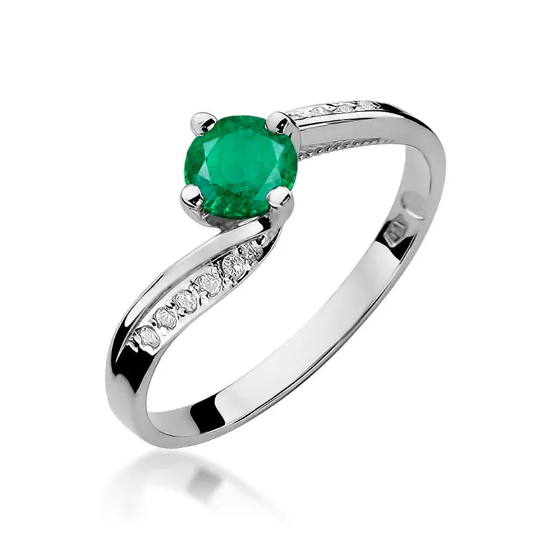 zlatý prsten s 0,50ct smaragdem a 0,05ct diamanty w0084-emg-01