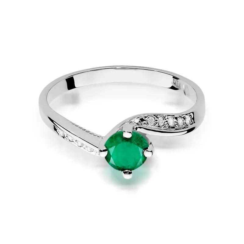 zlatý prsten s 0,50ct smaragdem a 0,05ct diamanty w0084-emg-01