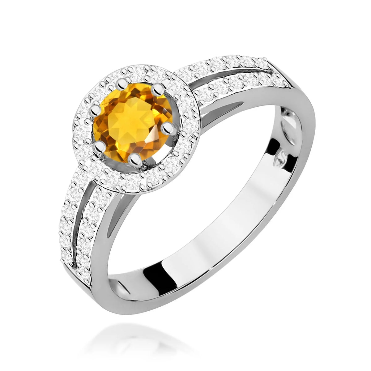 White Gold Ring with 0.50ct Citrin and 0.20ct Diamonds