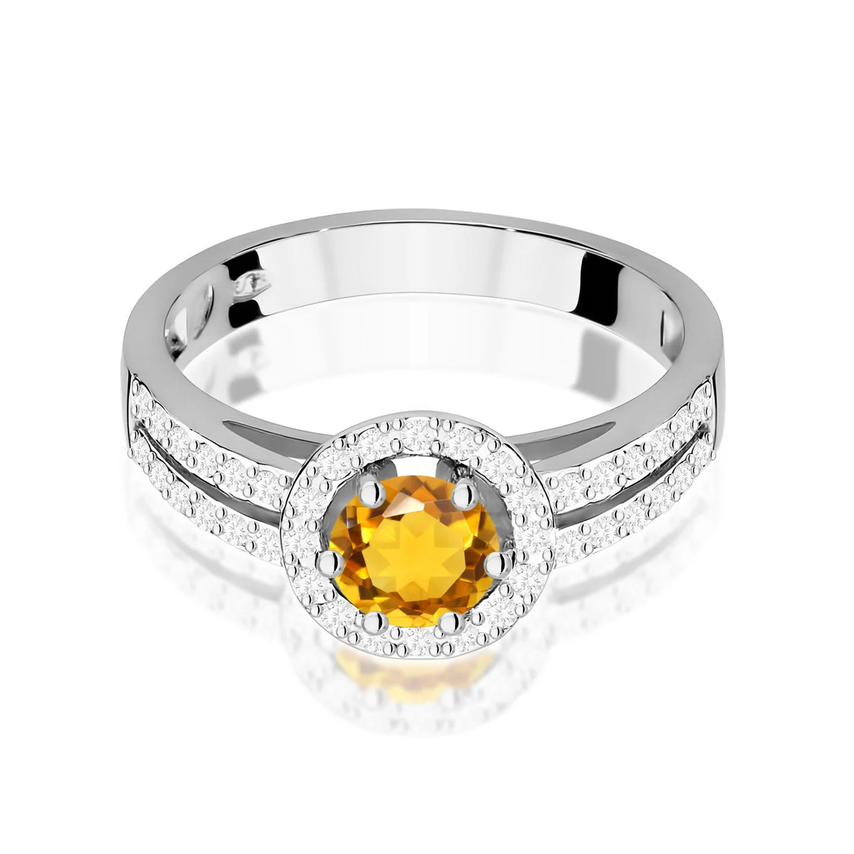 White Gold Ring with 0.50ct Citrin and 0.20ct Diamonds