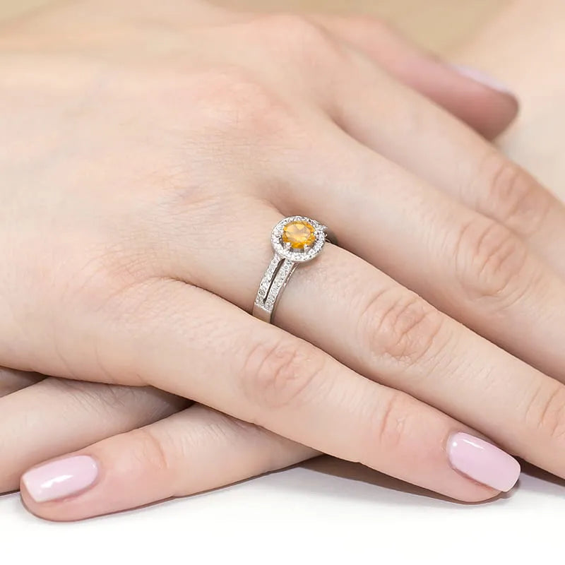 zlatý prsteň s 0,50 ct citrínom a 0,20 ct diamantmi w0087-ciy-01
