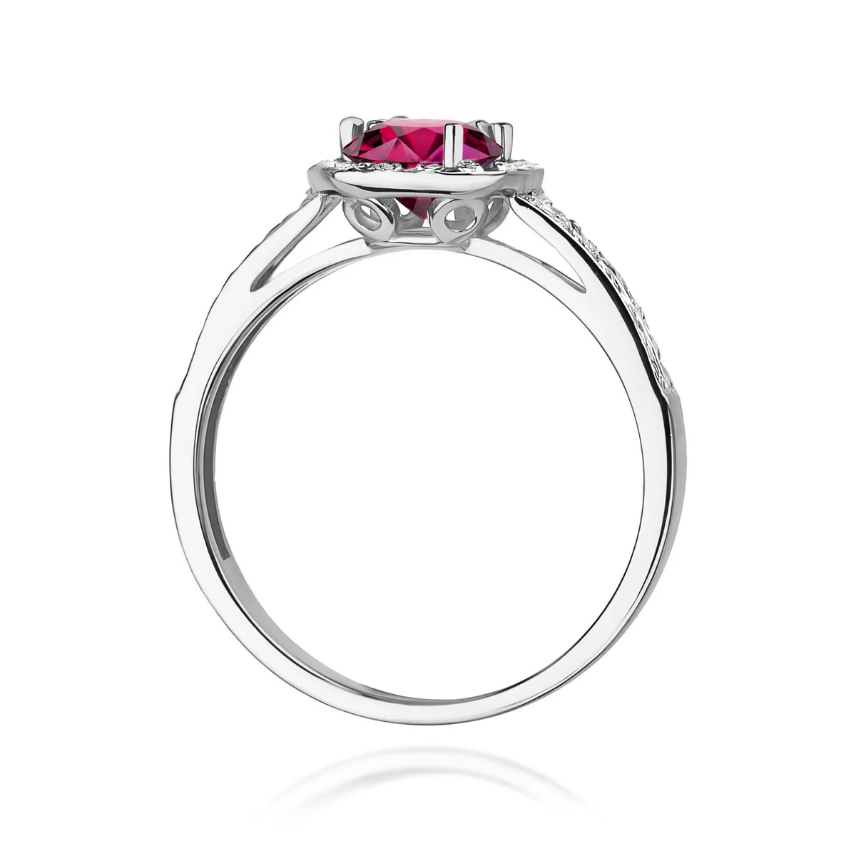 Prsteň z bieleho zlata s 0,60 ct rodolitom a 0,20 ct diamantmi