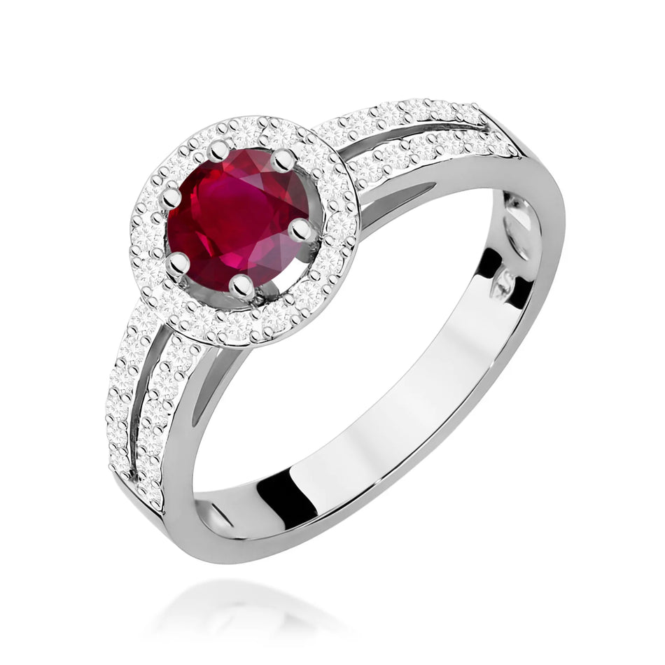 White Gold Ring with 0.60ct Ruby and 0.20ct Diamonds