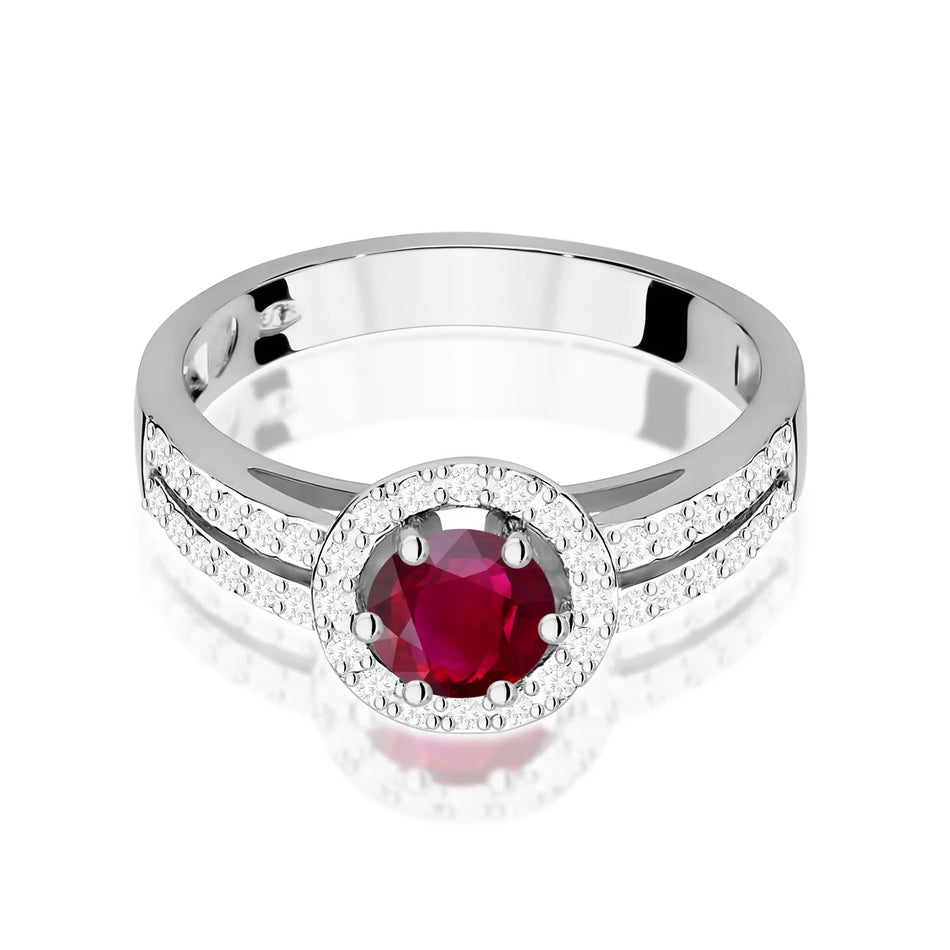 White Gold Ring with 0.60ct Ruby and 0.20ct Diamonds