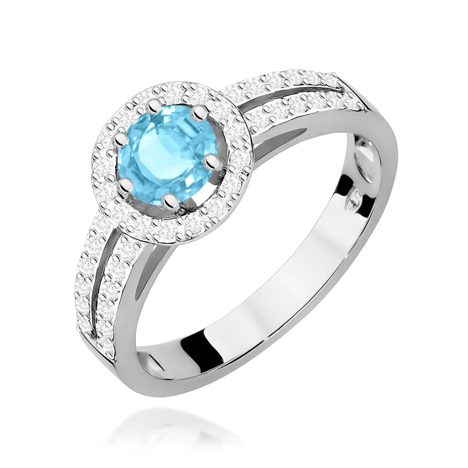Weißgoldring mit 0,50 ct Topas und 0,20 ct Diamanten